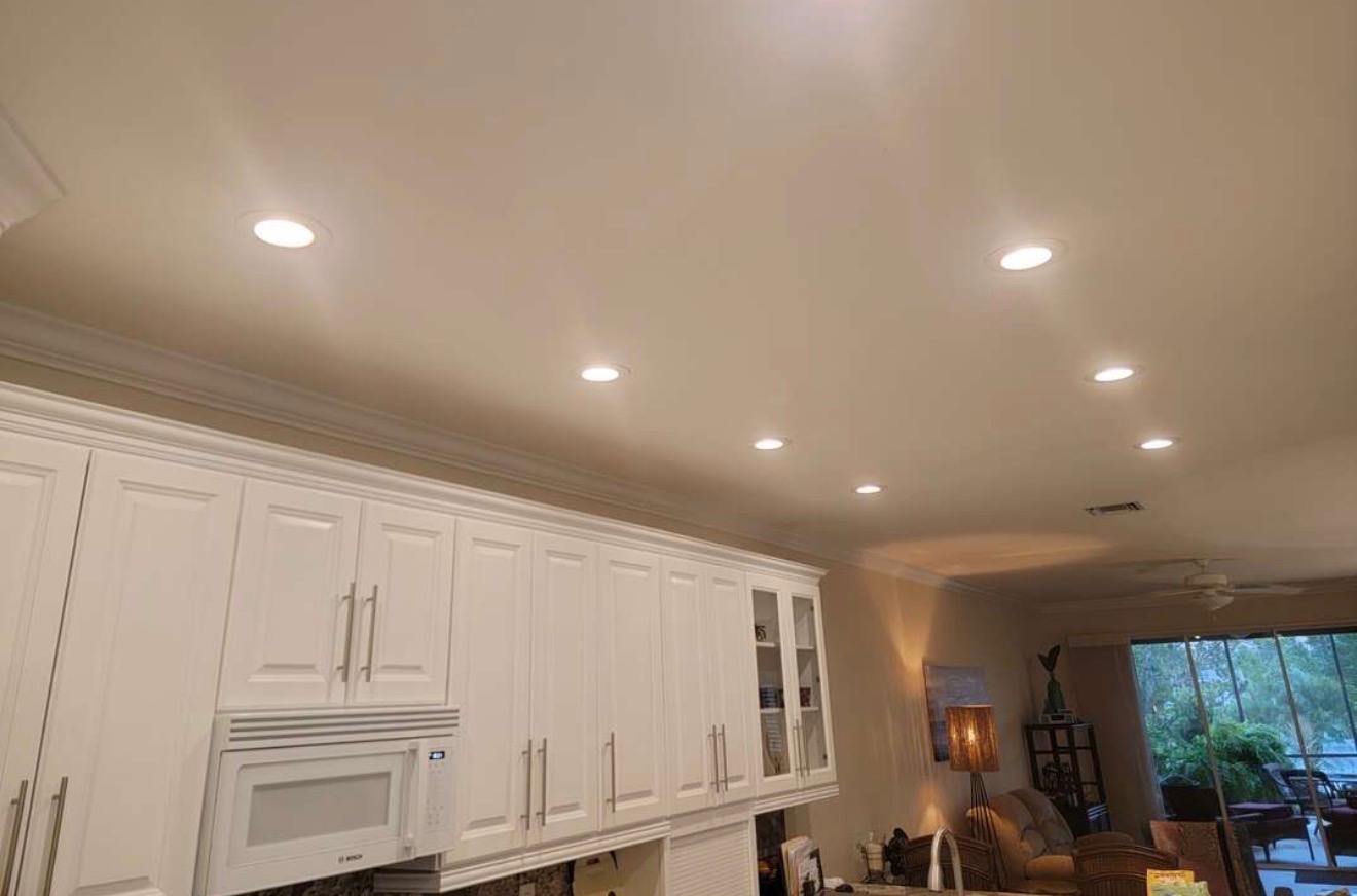 Recessed LED lighting installed cleanly in a modern kitchen